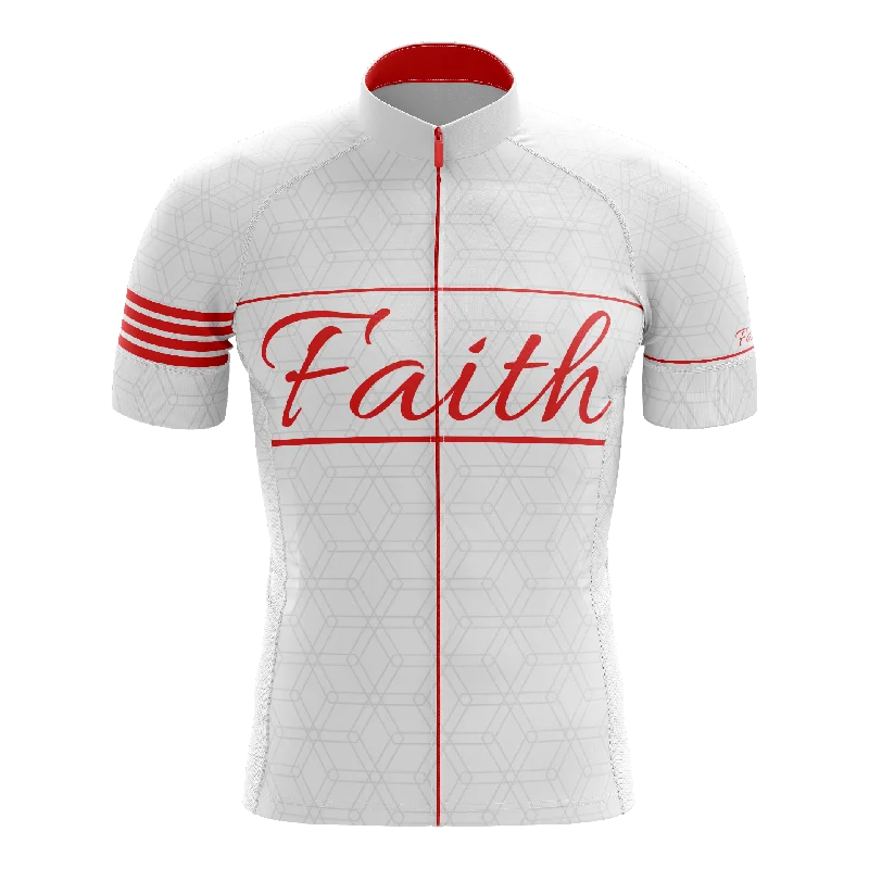 Faith White & Red Short Sleeve Cycling Jersey Holiday Jersey Tee