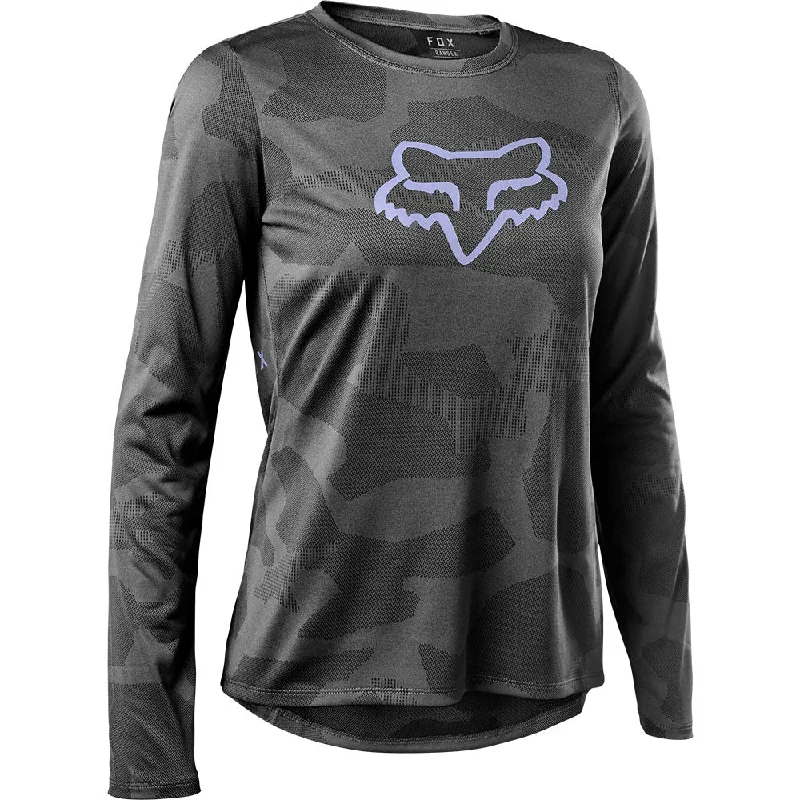 Fox Women's Ranger Long Sleeve MTB Jersey (Grey) Metallic Jersey Tee
