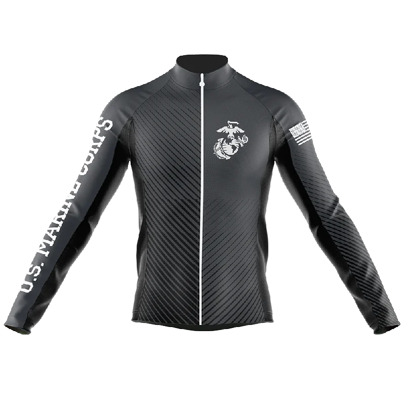 Marines Long Sleeve Cycling Jersey Round Neck Jersey Tee