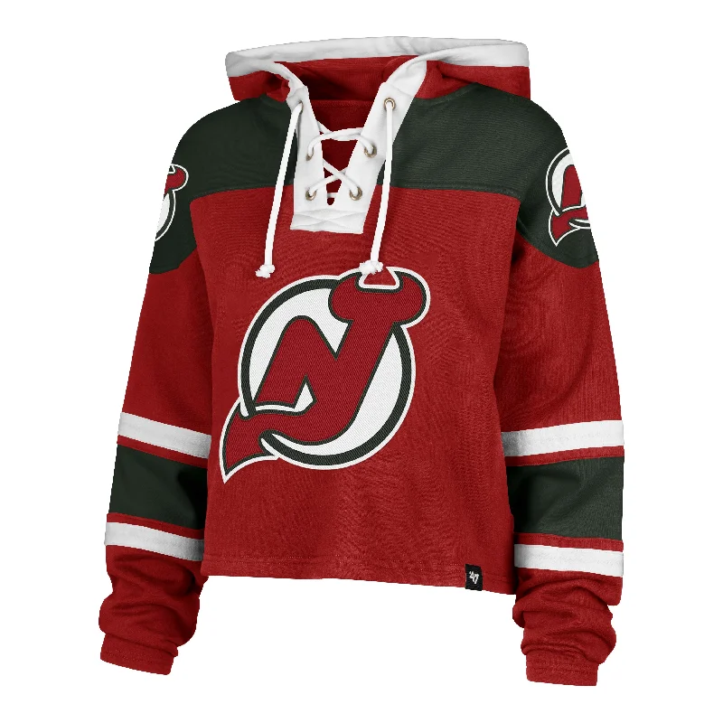 NEW JERSEY DEVILS VINTAGE CROPPED SUPERIOR '47 LACER HOOD WOMENS High Neck Jersey Shirt
