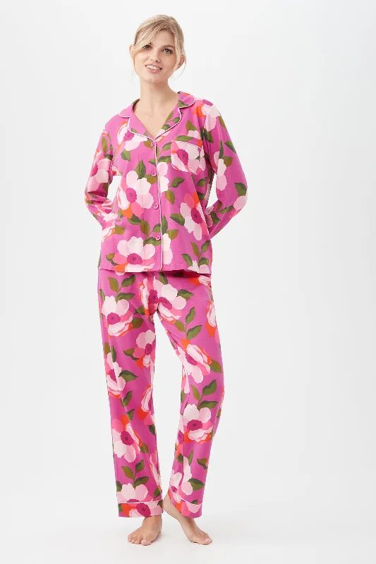 Sacha Floral Women's Long Sleeve Long Pant Jersey PJ Set Festive Jersey Tee