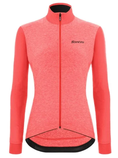 Santini Women's Colore Puro Long Sleeve Jersey - Granatina (coral) Burgundy Jersey Tee