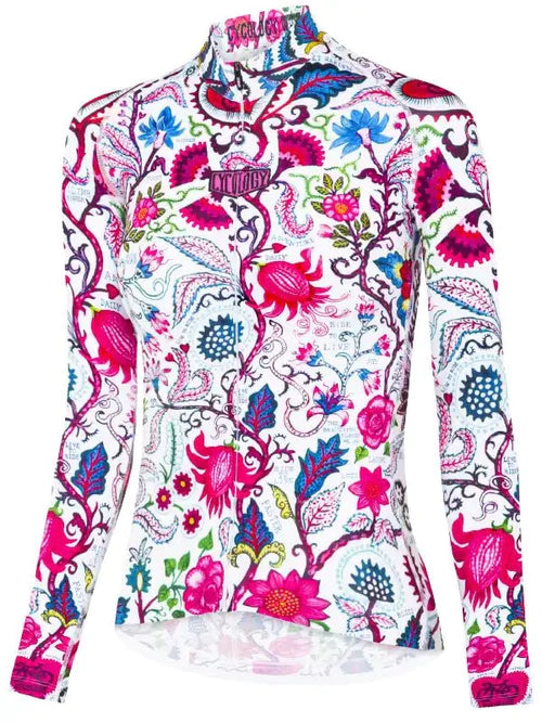 Secret Garden Lightweight Long Sleeve Summer Jersey White Pink Jersey Tee