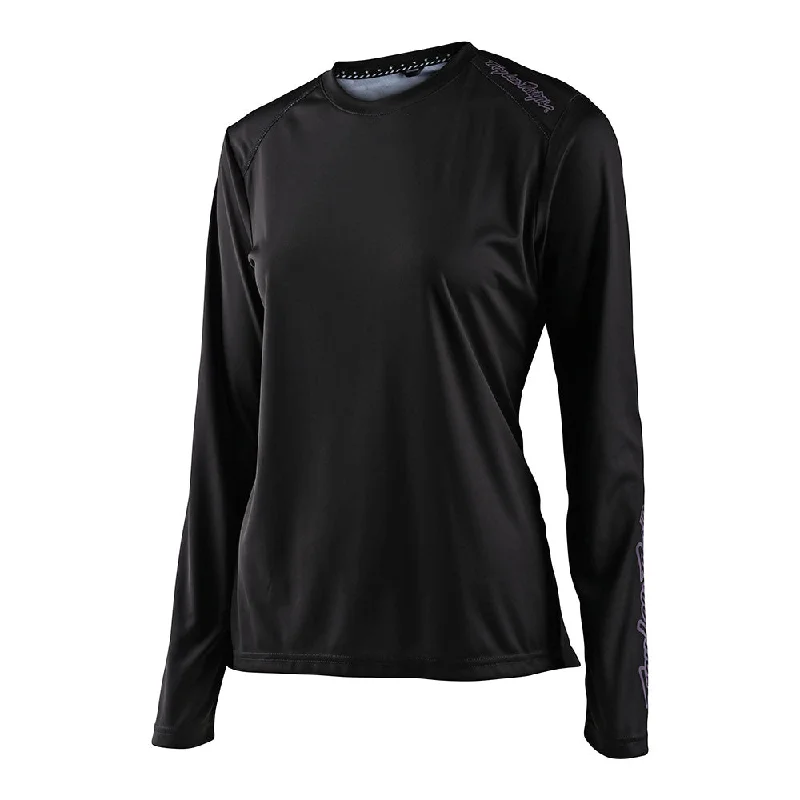 Womens Lilium LS Jersey Solid Black Lightweight Jersey Top