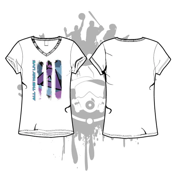 Geometric Camo Pattern Purple Womens sub dye jersey Turquoise Jersey Tee