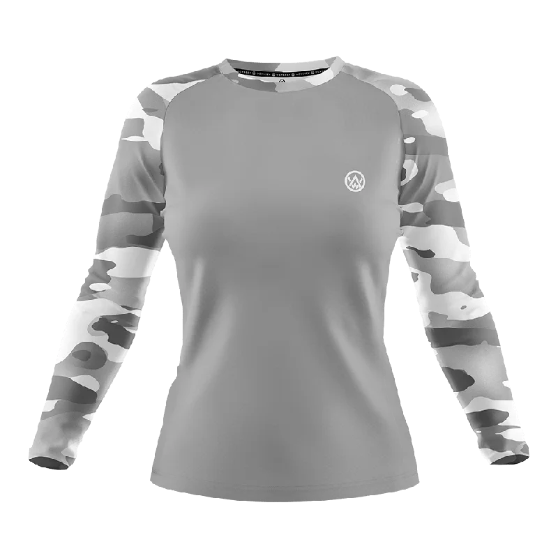 Women’s Arctic Camo Long Sleeve MTB Jersey (Sleeves Only Design) Geometric Jersey Top