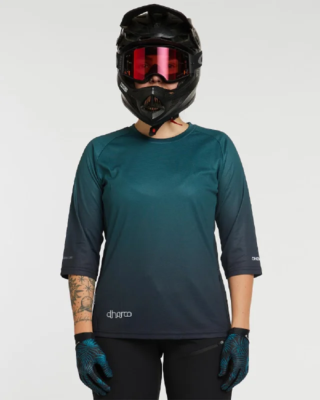 Womens 3/4 Sleeve Jersey | Forest Fade Polo Neck Jersey Top