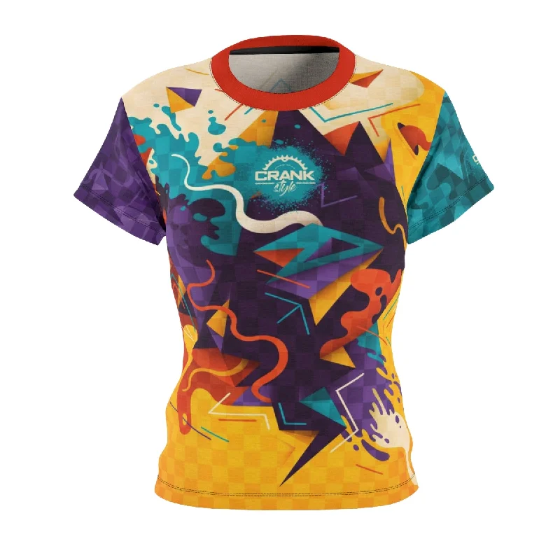 Women's Abstract Splash Check MTB Jersey Ash Gray Jersey Tee