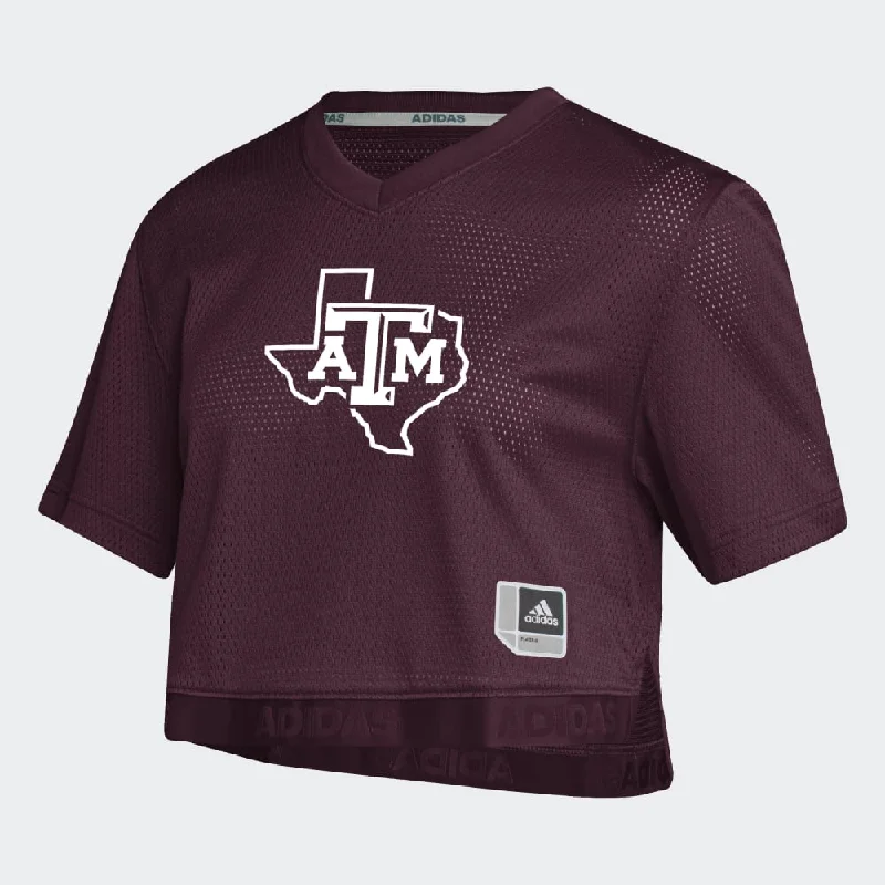 Women's Crop Jersey - Maroon Halter Neck Jersey Tee