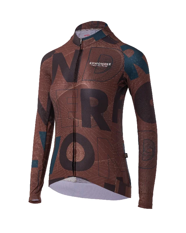 Women's Wonderfool Infinite Long Sleeve Jersey - Ironstone Brown V Neck Jersey Blouse